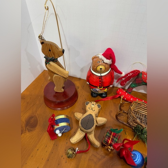Vintage 80s bear Christmas ornaments lot - Picture 5 of 6